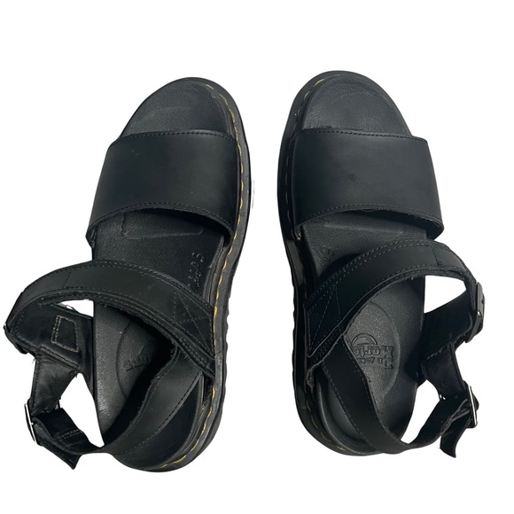 Dr. Martens Voss Black Hydro Leather Platform Sandals Shoes Open Toe Size 7 - Picture 11 of 12